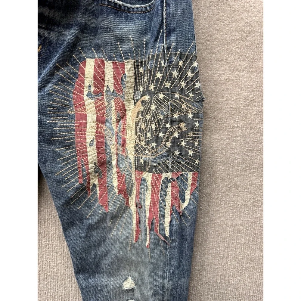 Denim & Supply Ralph Lauren Jeans 31x32 USA Flag Eagle Distressed Slim Vintage - Picture 4 of 16